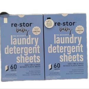 re-stor Baby Fragrance Free Laundry Detergent Sheets 60 Sheets Per Box ~ 2 Boxes